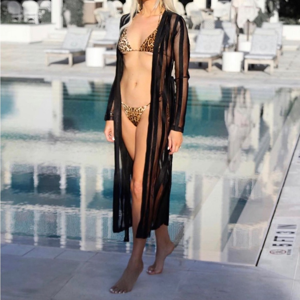 JLUXLABEL Black Sheer Swim Coverup